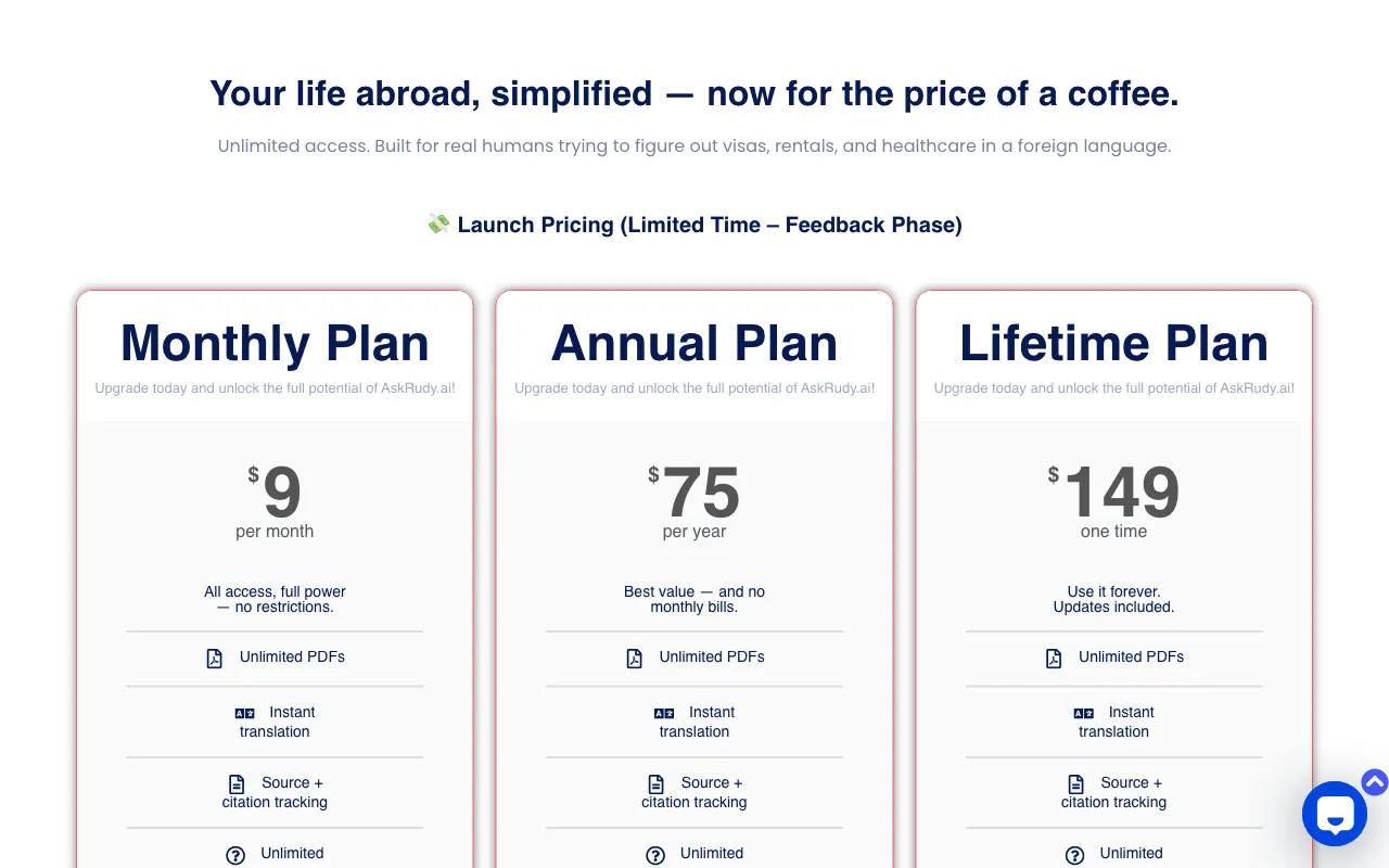 AskRudy — pricing page