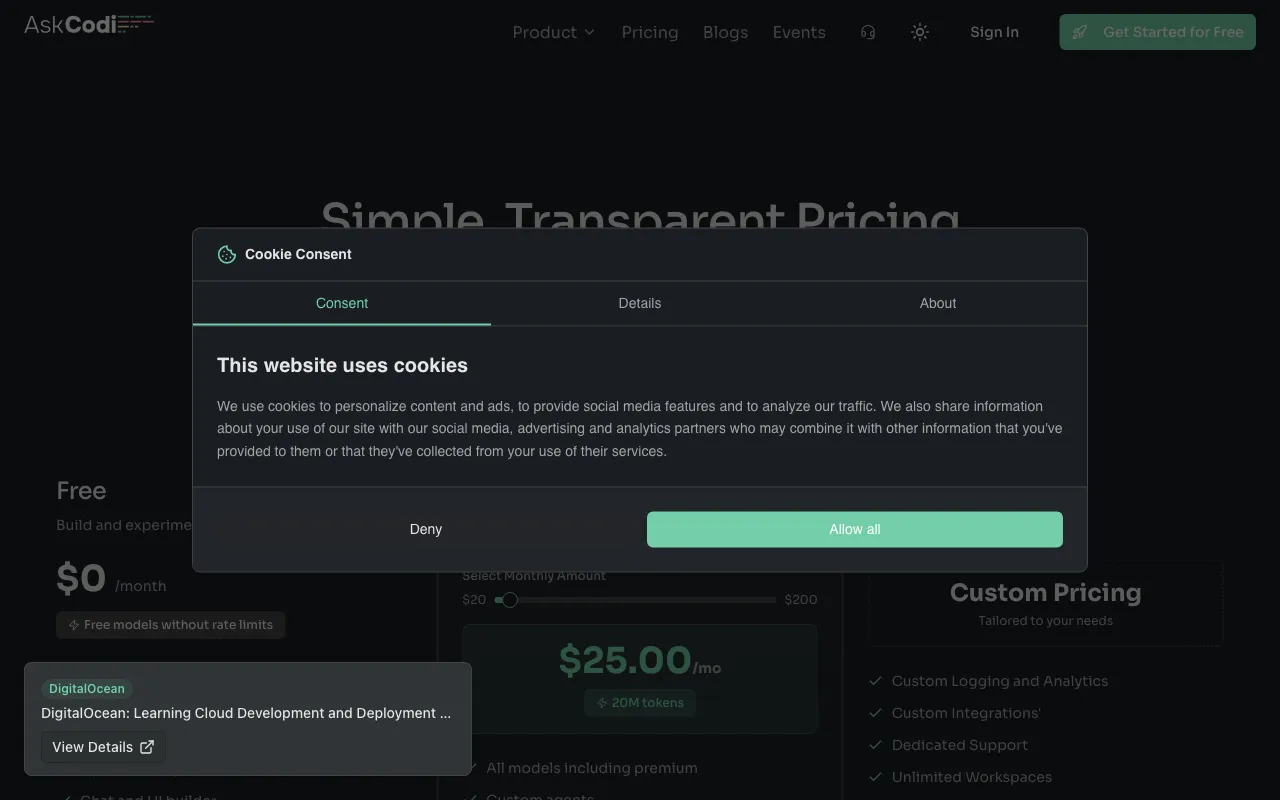 AskCodi — pricing page