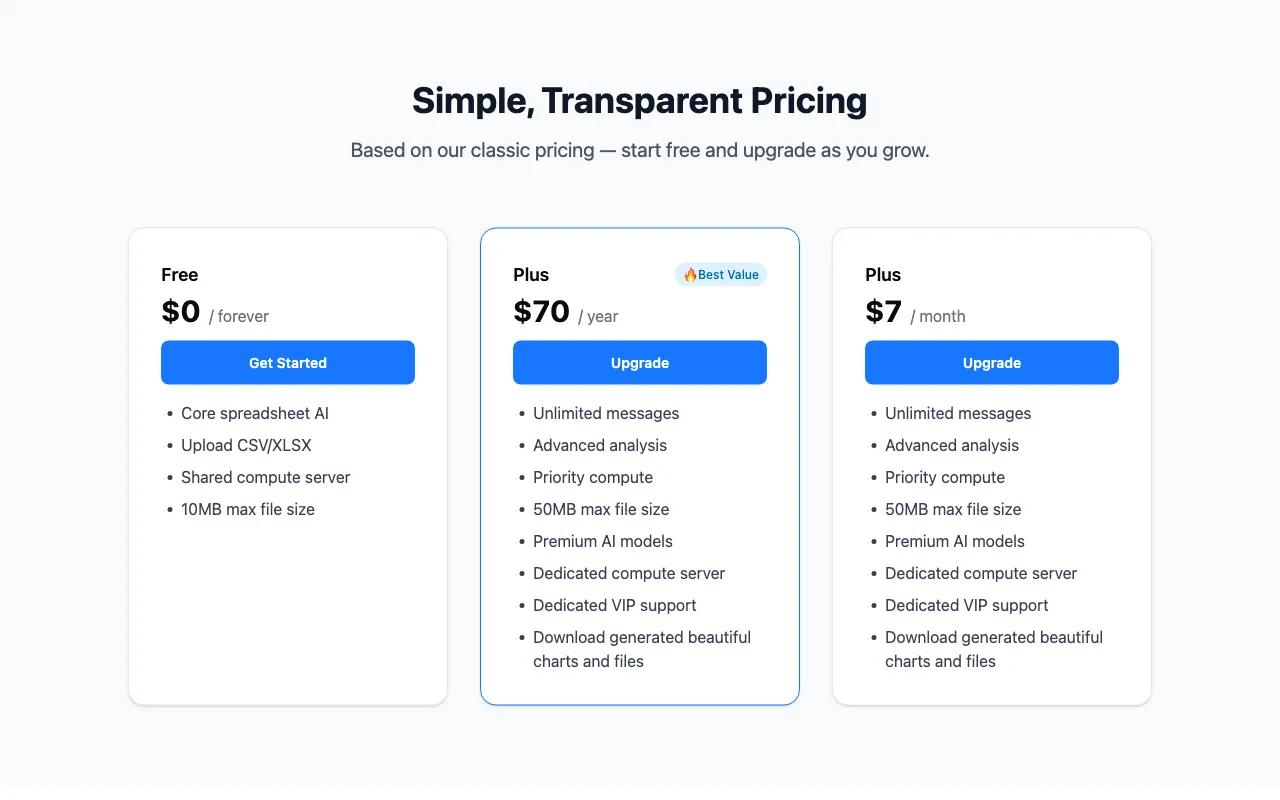 landing — pricing page