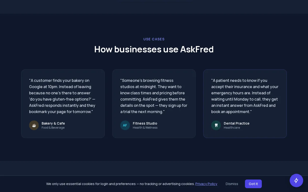 AskFred — pricing page