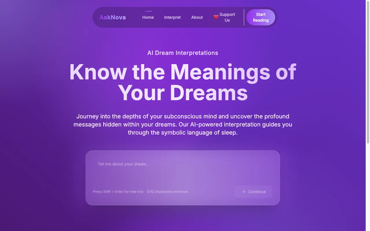 AskNova Dream Interpretation — preview screenshot