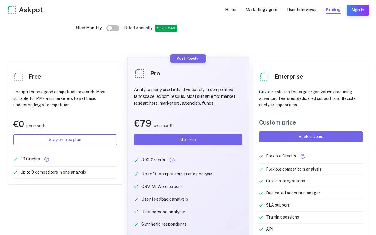 Askpot — pricing page