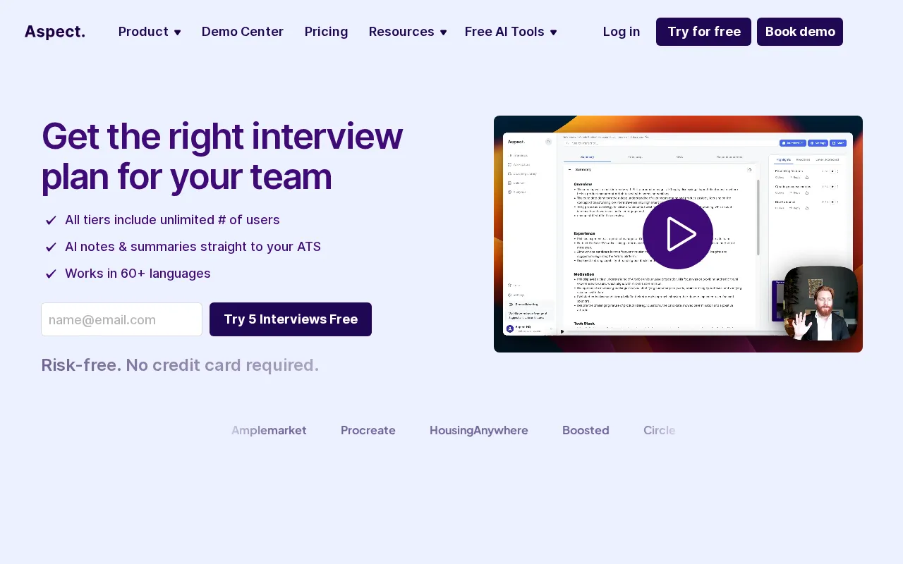 Aspect — pricing page