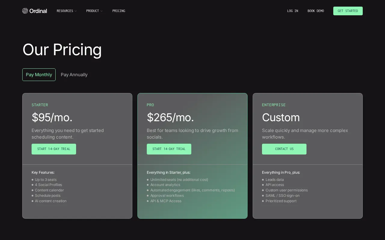 Ordinal — pricing page