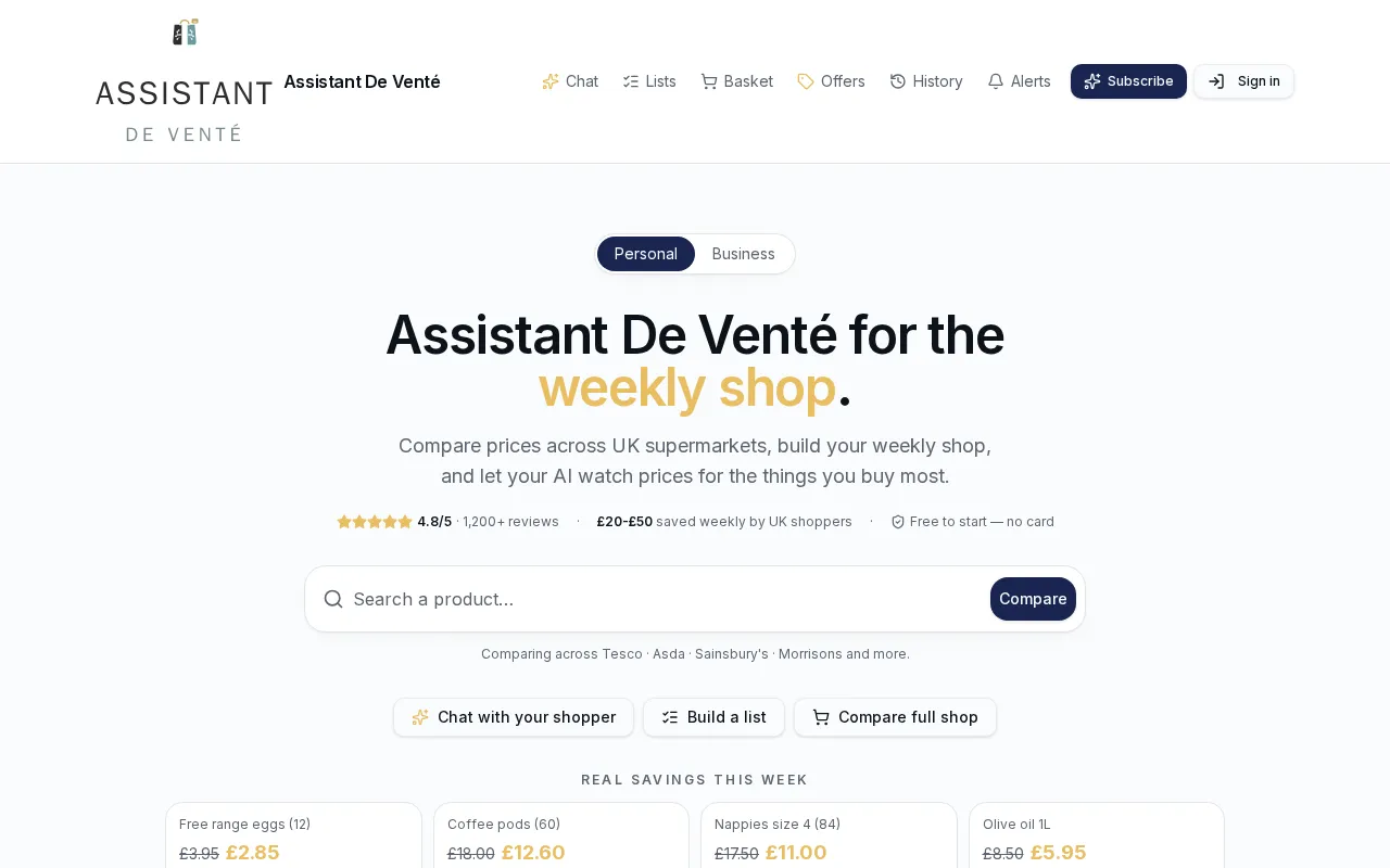 Assistant De Venté — preview screenshot