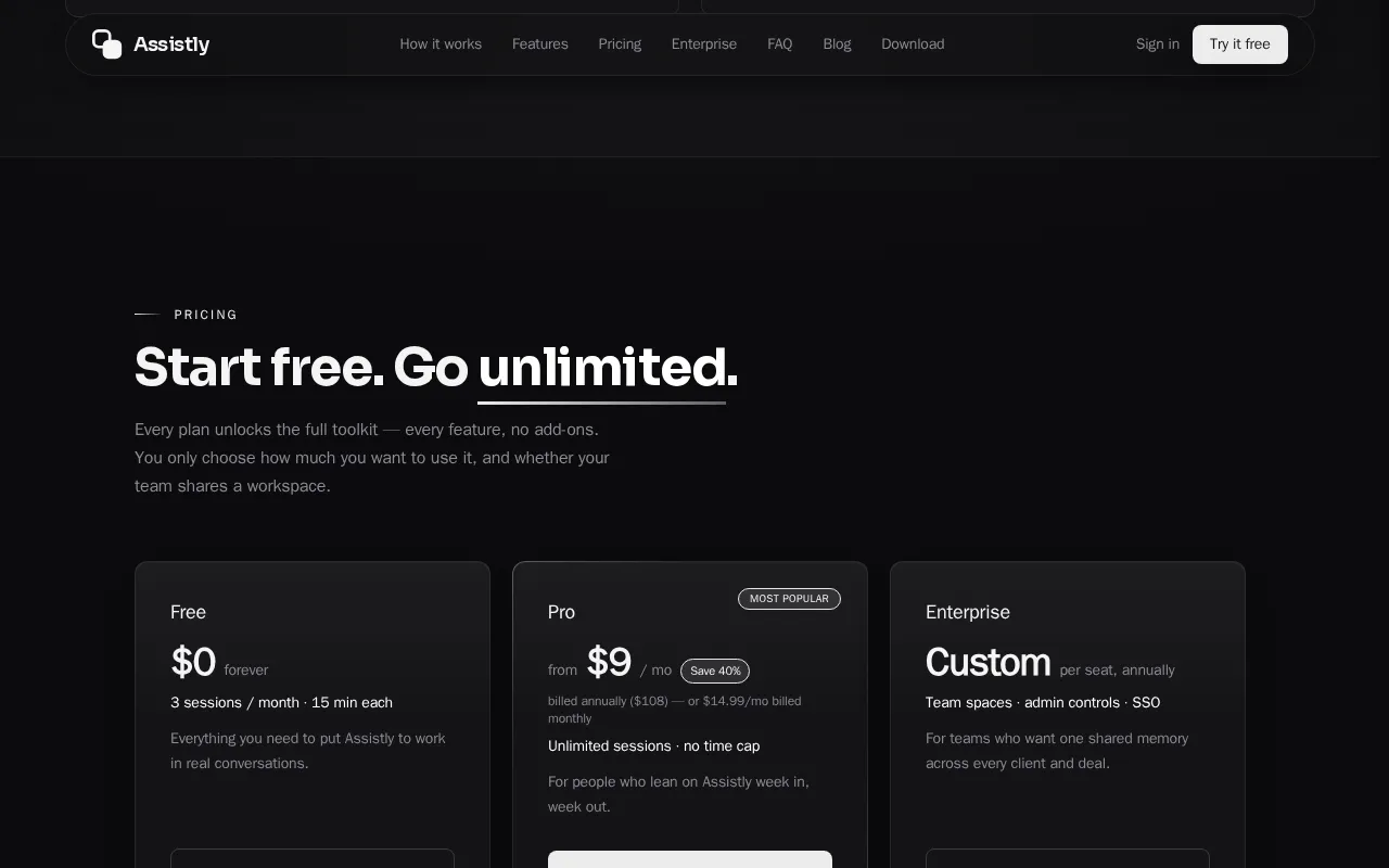 Assistly — pricing page