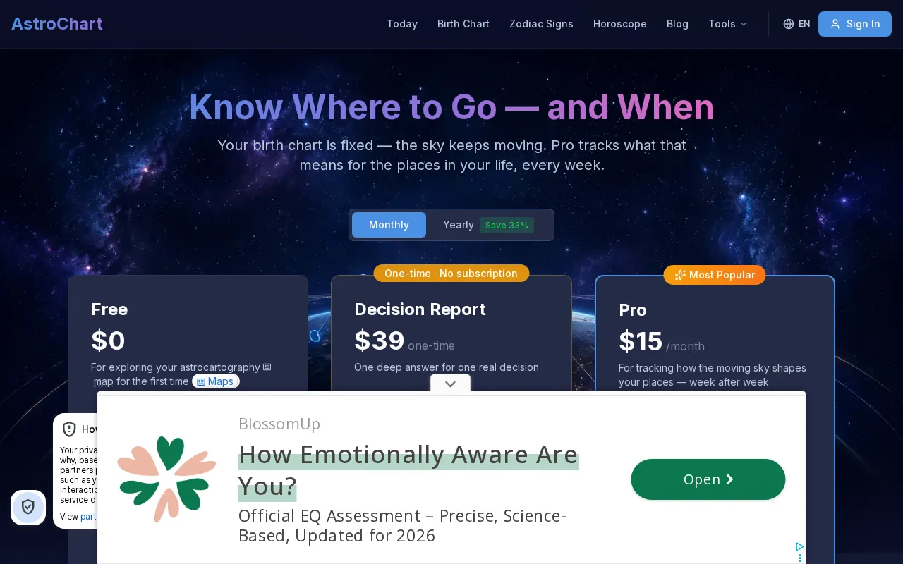 AstroChart — pricing page