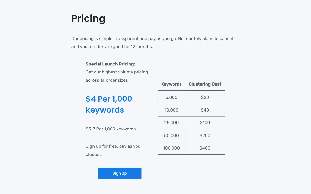 Asymmetric Data — pricing page