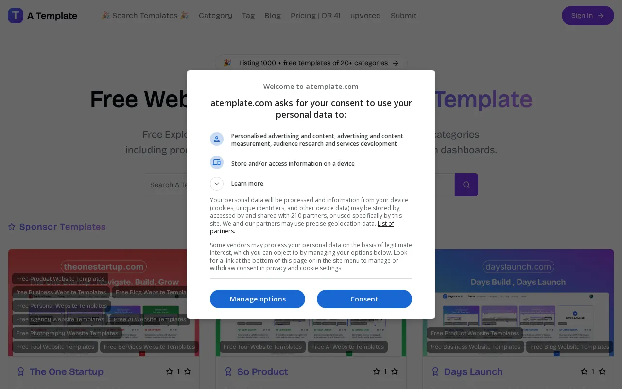 atemplate.com — preview screenshot