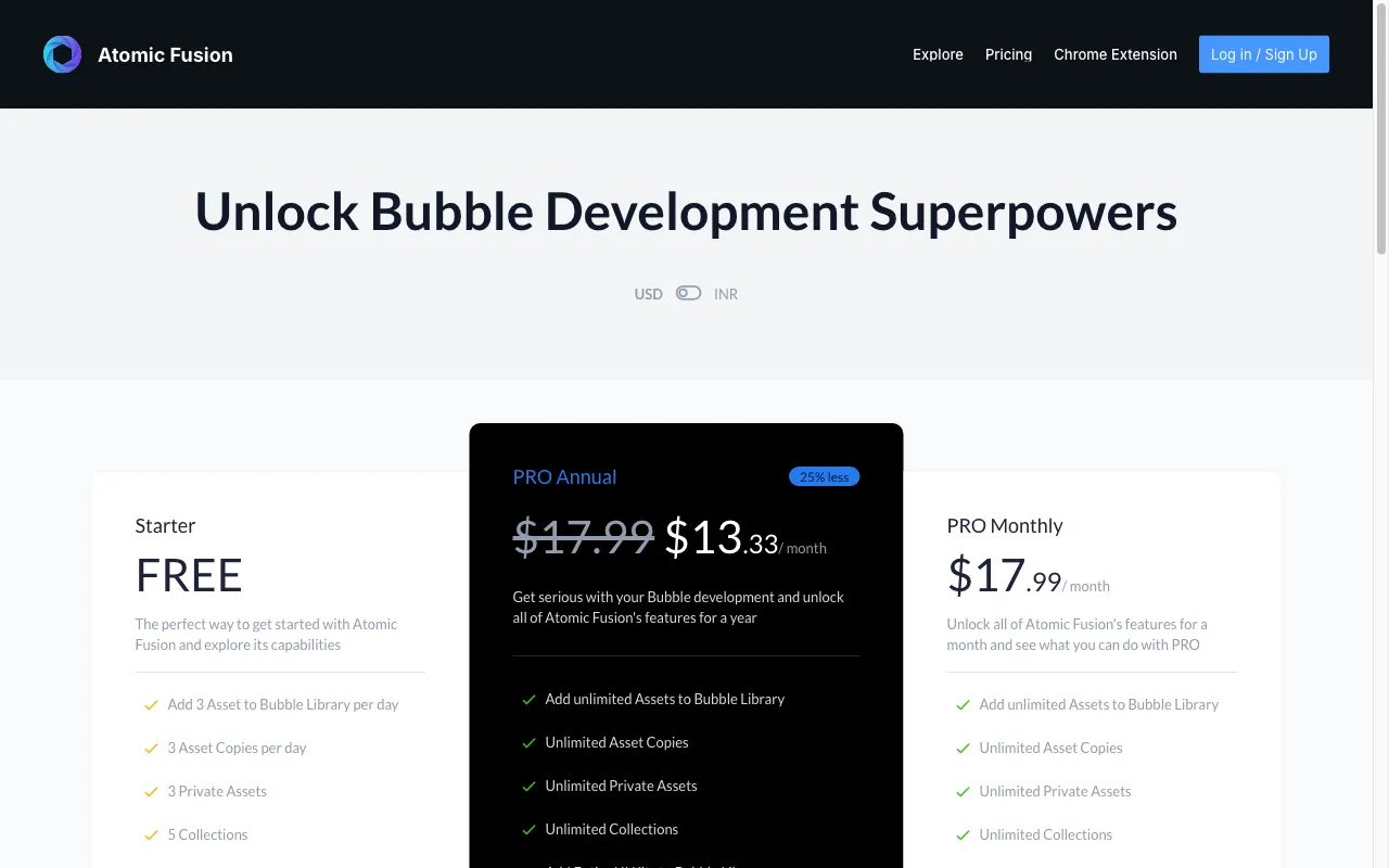 Atomic Fusion — pricing page
