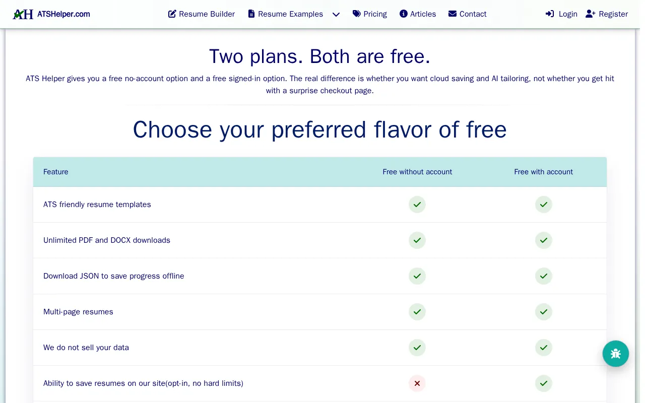 ATS Helper — pricing page