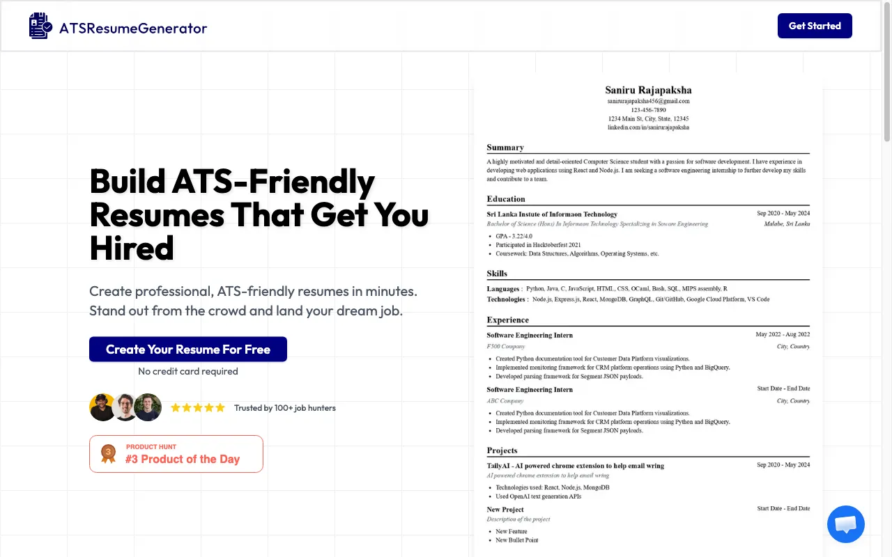 ATSResumeGenerator — preview screenshot