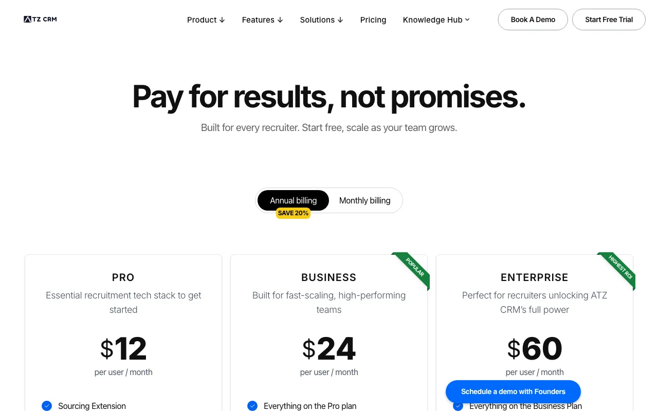 ATZ CRM — pricing page