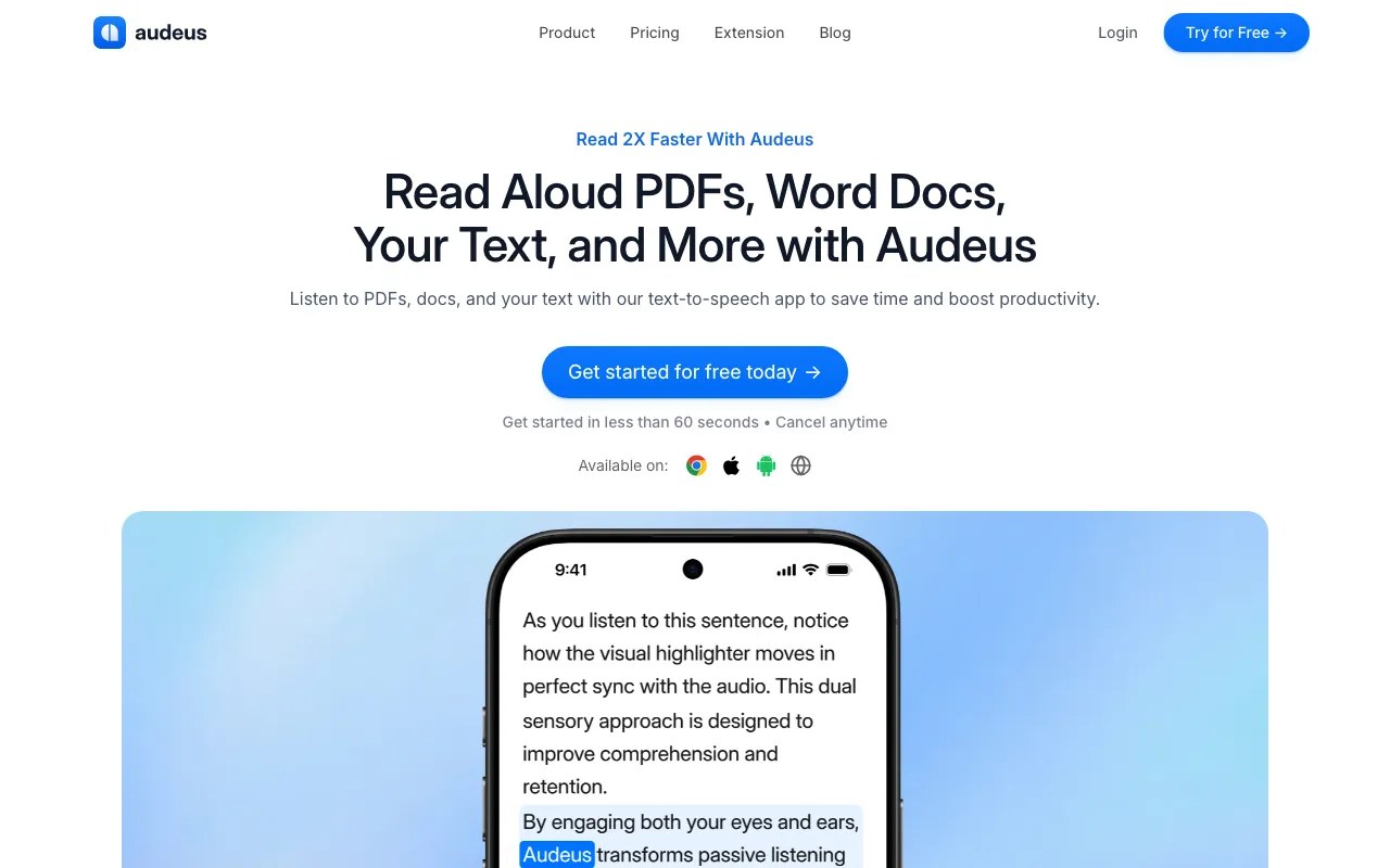Audeus — preview screenshot