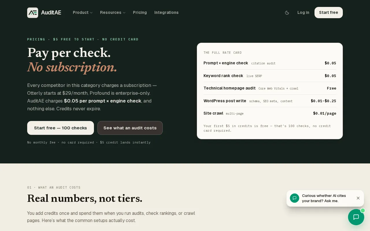 AuditAE — pricing page
