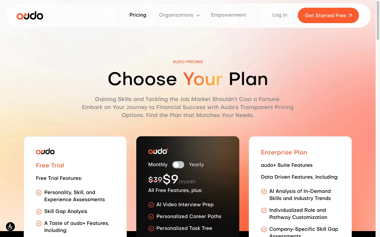 Audo — pricing page