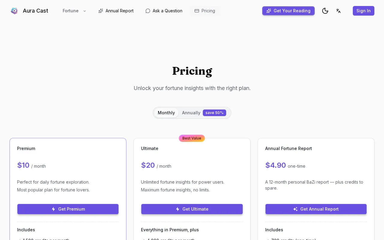 Aura Cast — pricing page