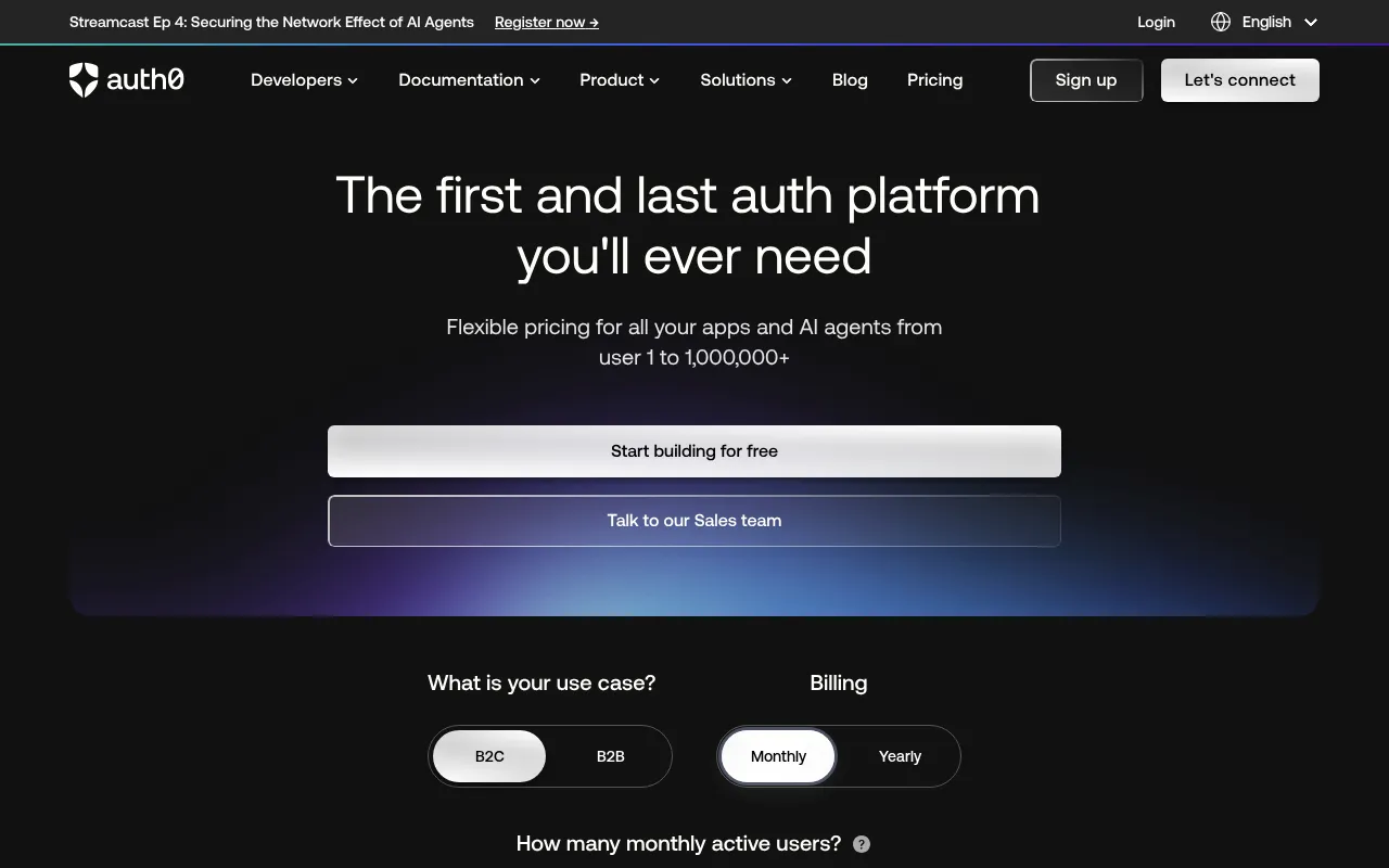 Auth0 — pricing page