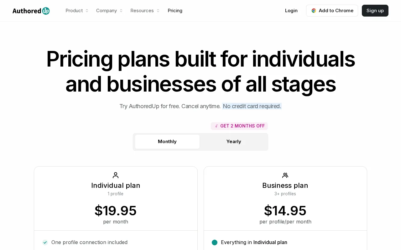 Authoredup — pricing page