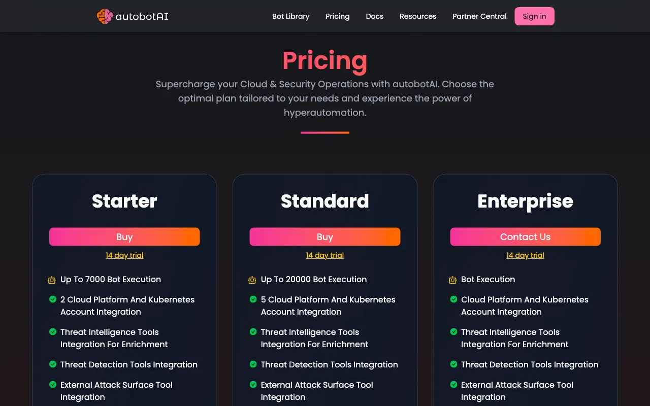 autobotAI — pricing page