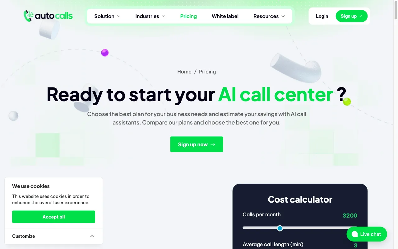 AutoCalls.ai — pricing page