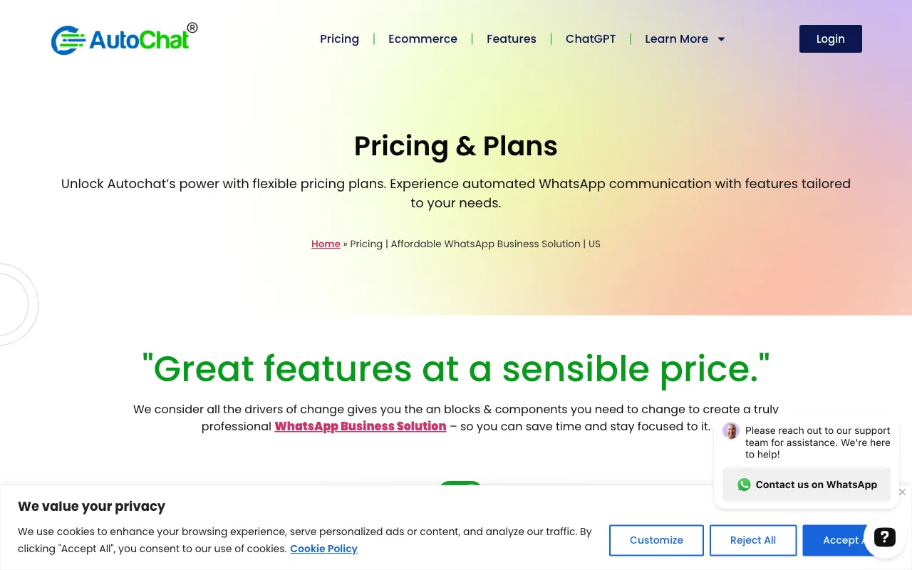 AutoChat® — pricing page