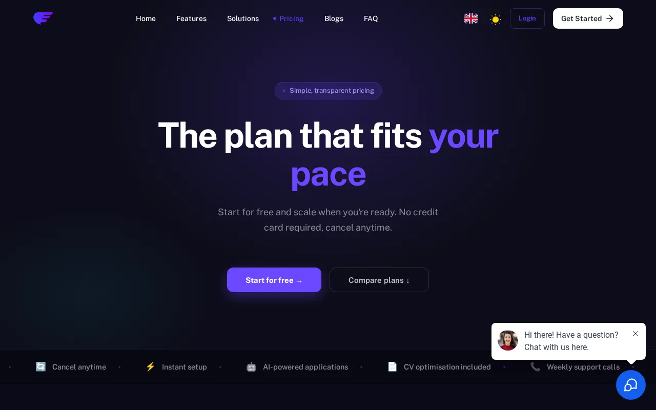 Autojob — pricing page