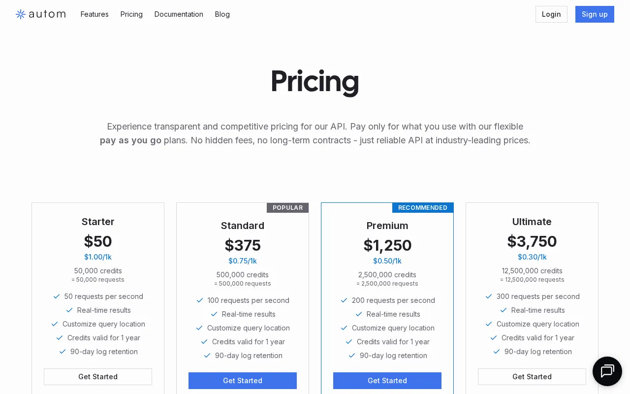 Autom — pricing page