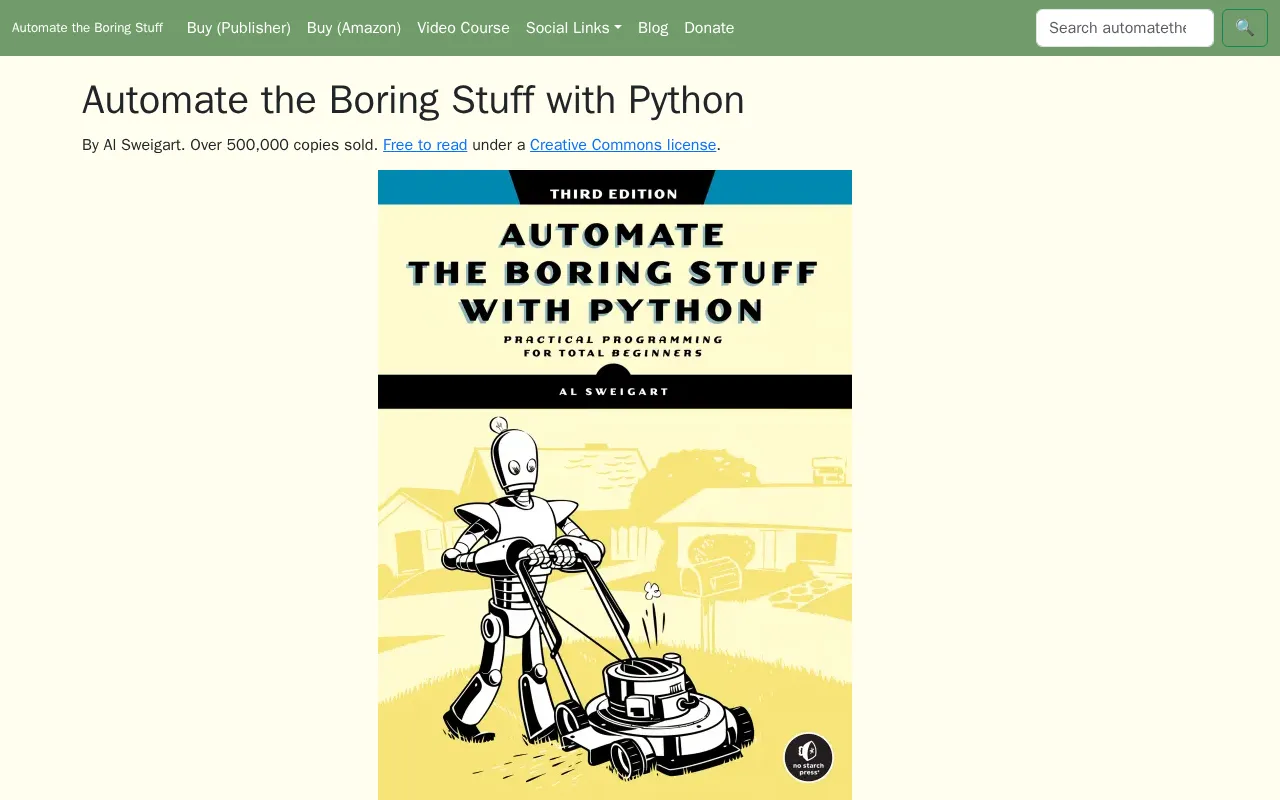 Automate the Boring Stuff with Python by Al Sweigart — preview screenshot