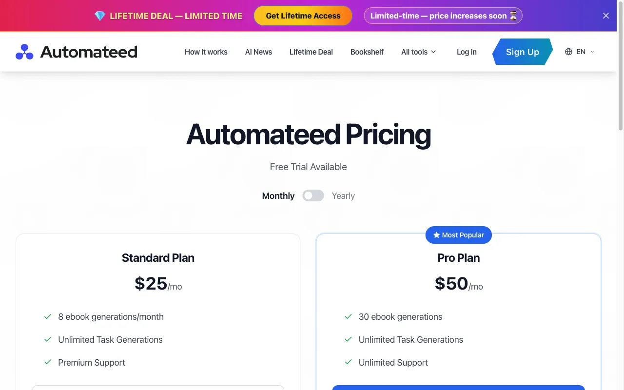 Automateed — pricing page
