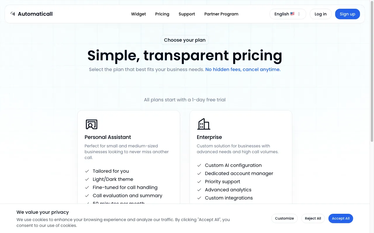 Automaticall — pricing page