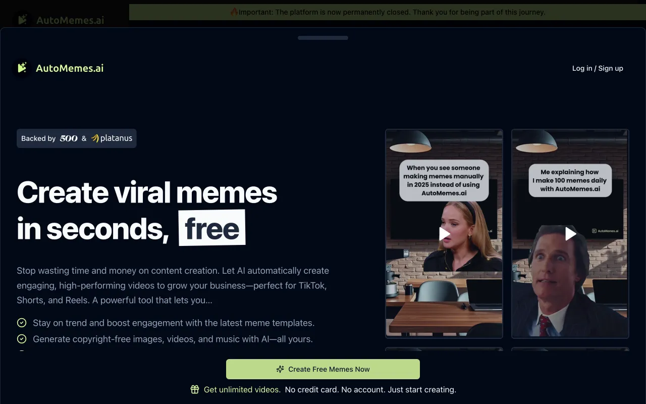 AutoMemes.ai — preview screenshot