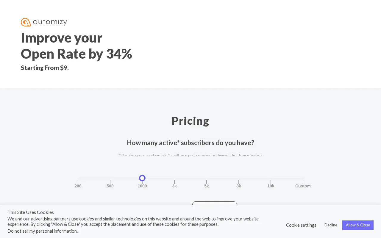 Automizy — pricing page