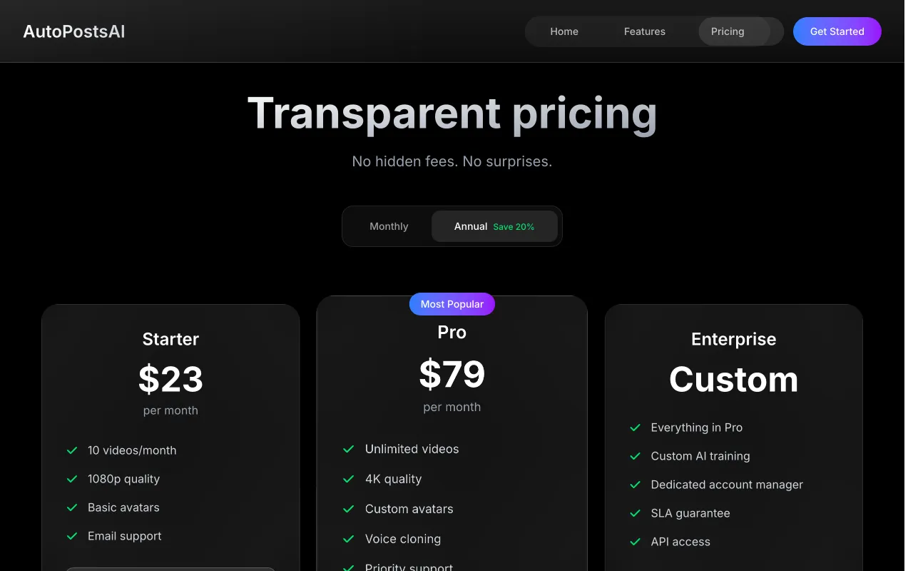 AutoPosts AI — pricing page