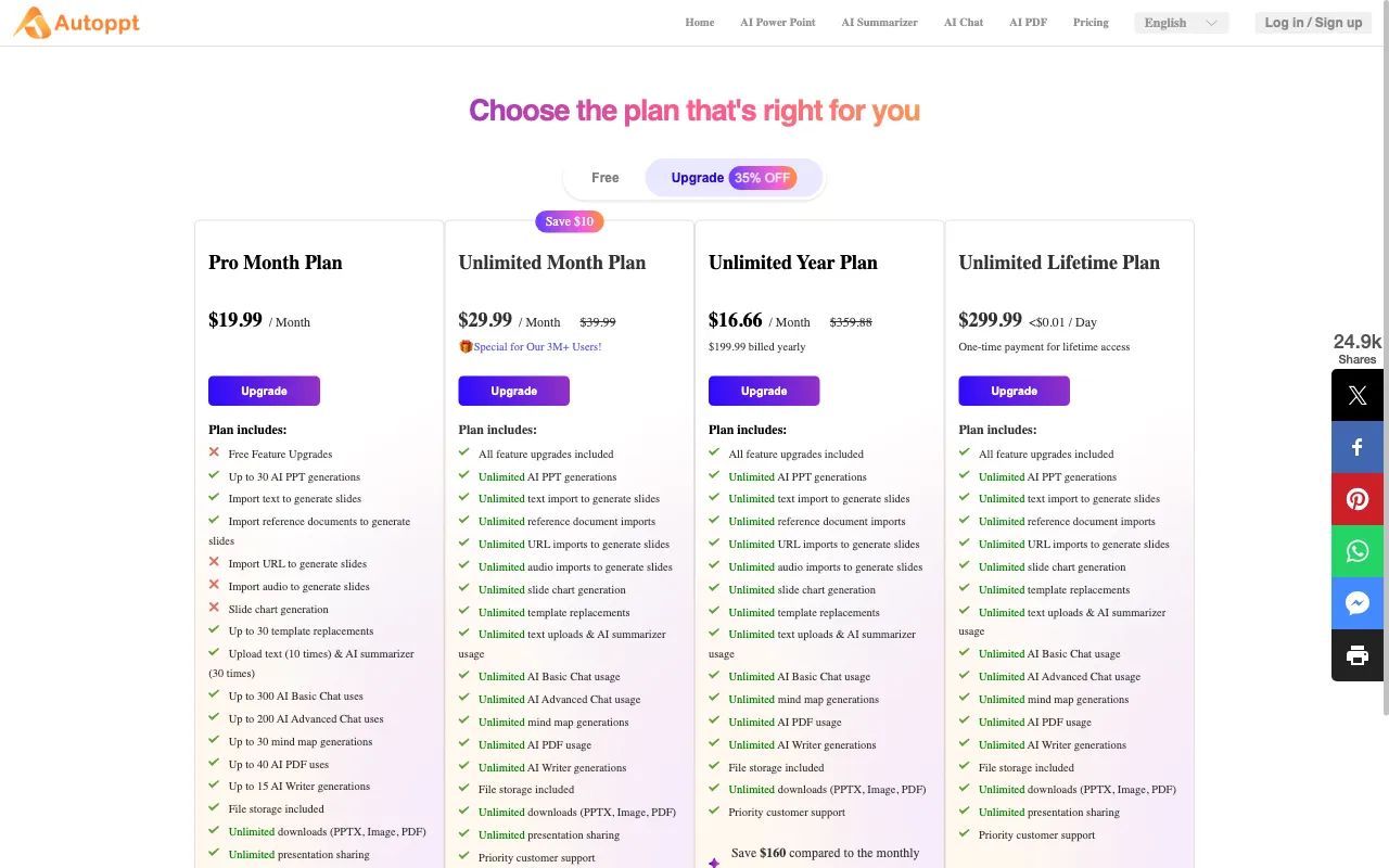 Autoppt — pricing page