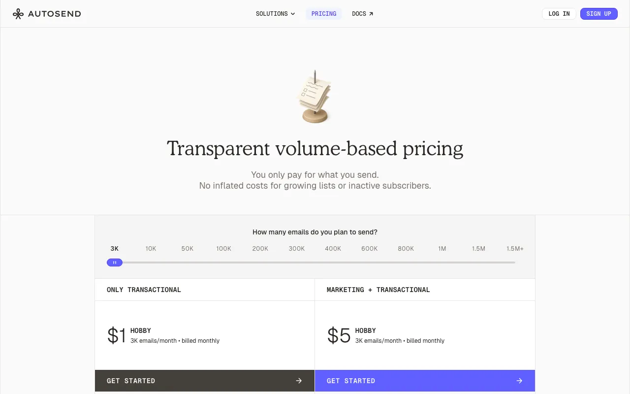 AutoSend — pricing page