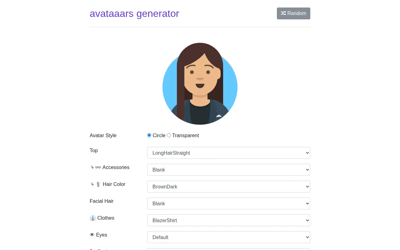 Avataaars Generator — preview screenshot