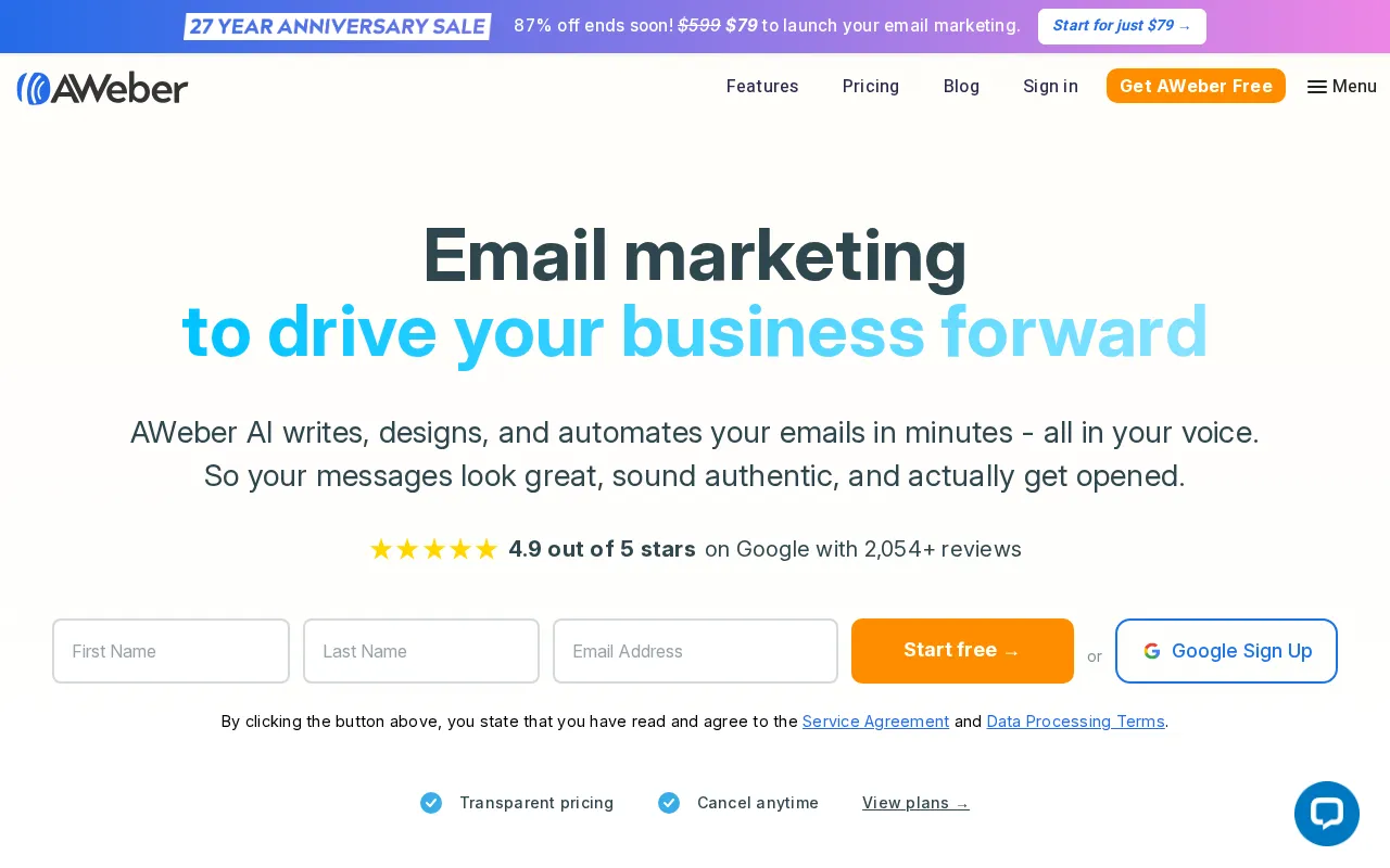 Aweber — preview screenshot