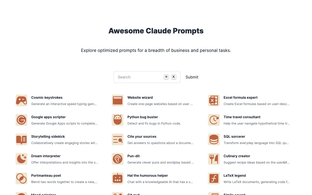 awesome claude prompts — preview screenshot