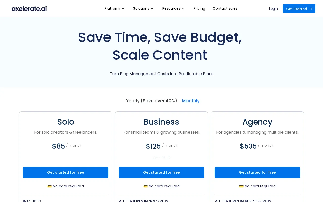 axelerate.ai — pricing page