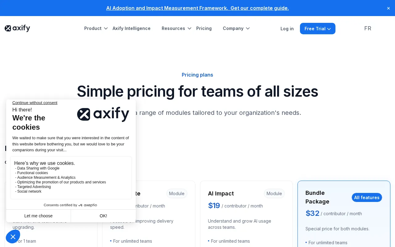 Axify — pricing page