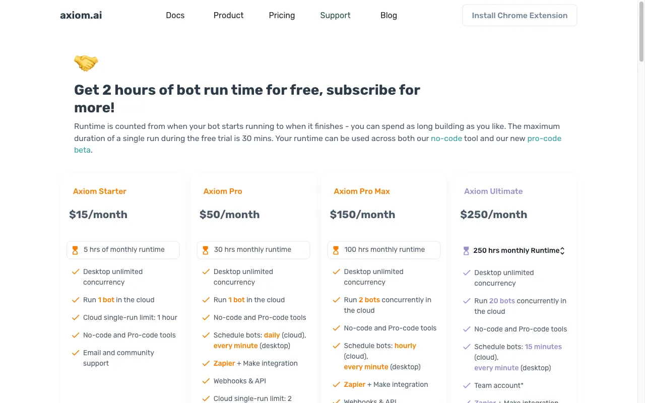 Axiom — pricing page