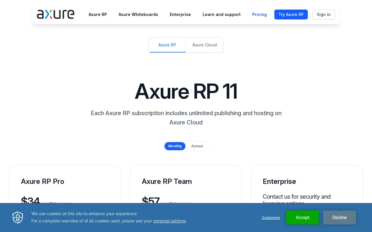 Axure — pricing page