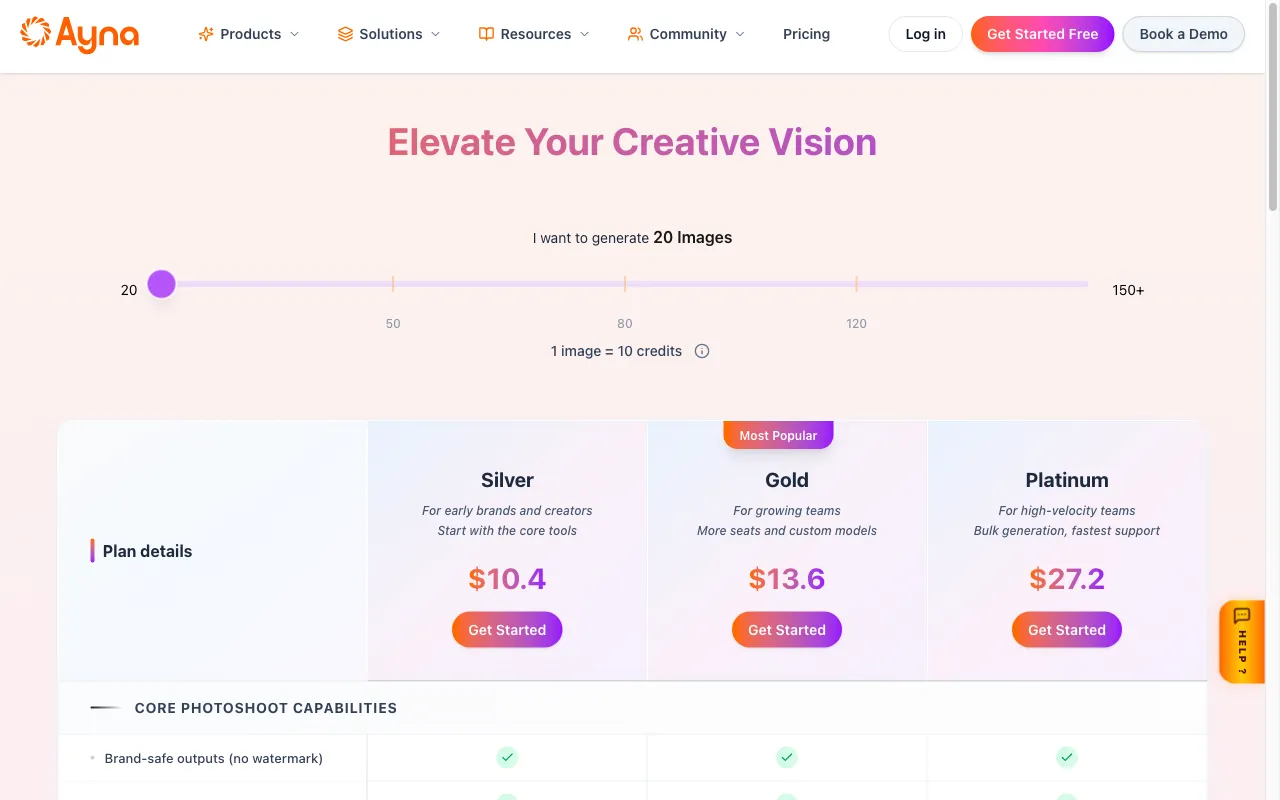 Ayna — pricing page