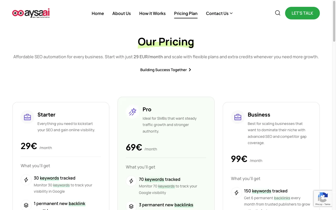aysa.ai — pricing page
