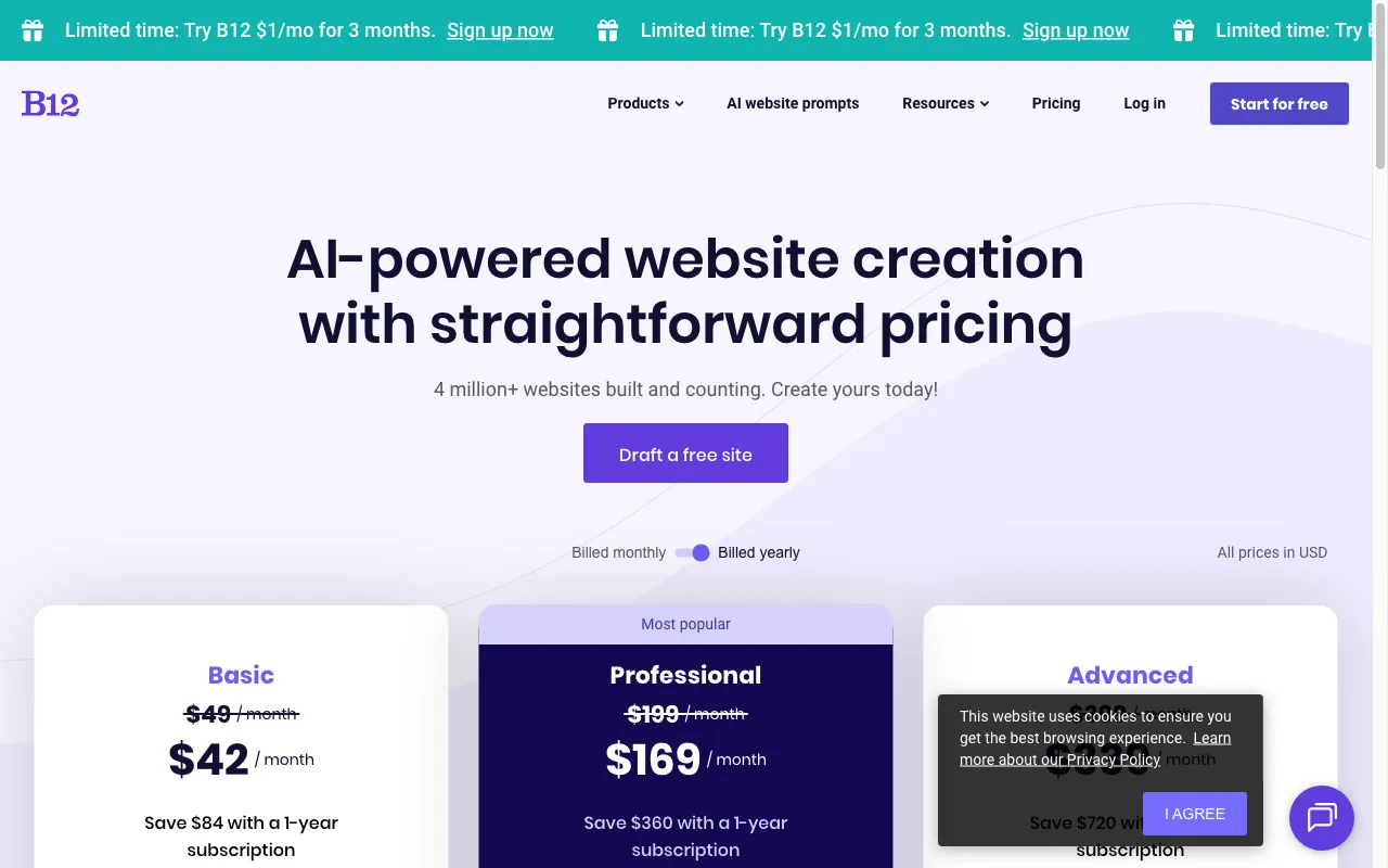 B12.io — pricing page