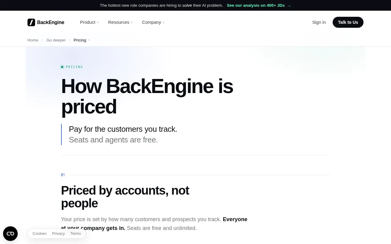 BackEngine MCP — pricing page