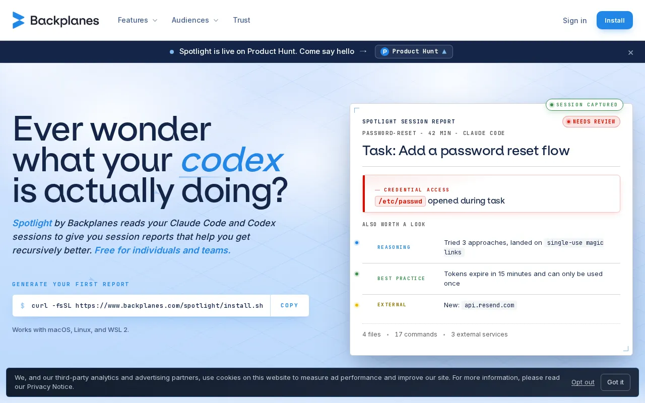 Spotlight by Backplanes — preview screenshot