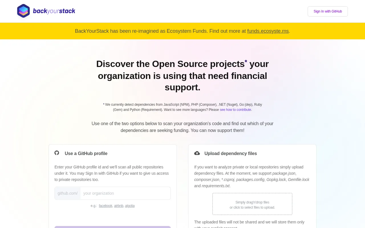 BackYourStack — preview screenshot