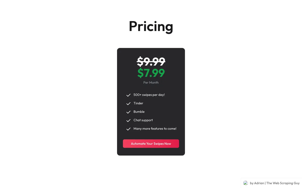 Baddie Finder — pricing page